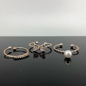 Rose Gold Toe Ring/ Pinky Ring 3pc Set